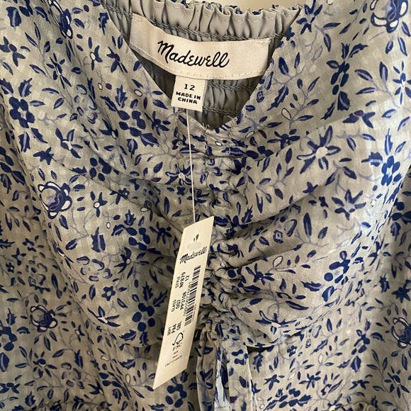 Madewell Silk Ruched Keyhole Tiered Midi Dress in Florentine Floral NWT Sz 12 - Picture 5 of 6